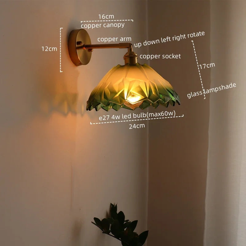 Copper Glass Wall Sconce Japanese Style Bathroom