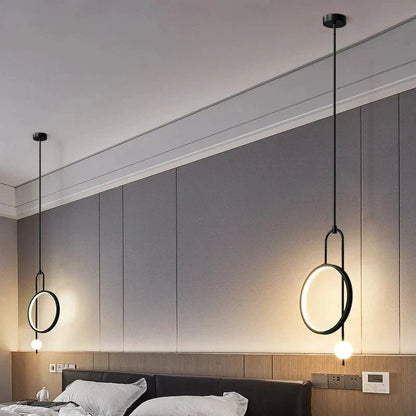 DecorBites™ Gold Black Ring Glass Ball LED Pendant Chandelier