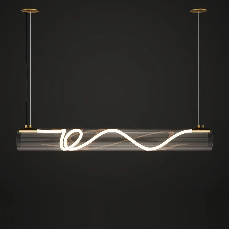 Black Tube Pendant Light 148cm Restaurant Style