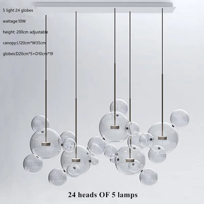 DecorBites™ Glass Bubble Ball LED Chandelier Mickey Light for Restaurant, Bar, and Store
