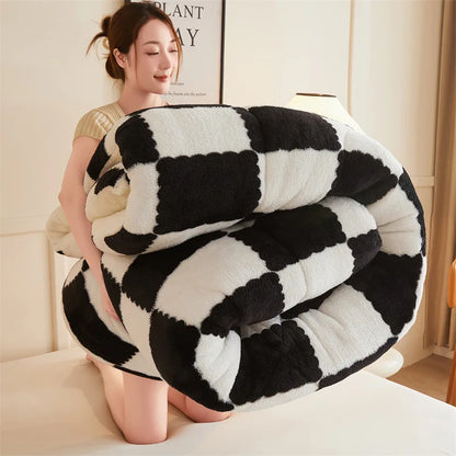 DecorBites™ Cozy Checkerboard Duvet Blanket for Winter Warmth and Comfort
