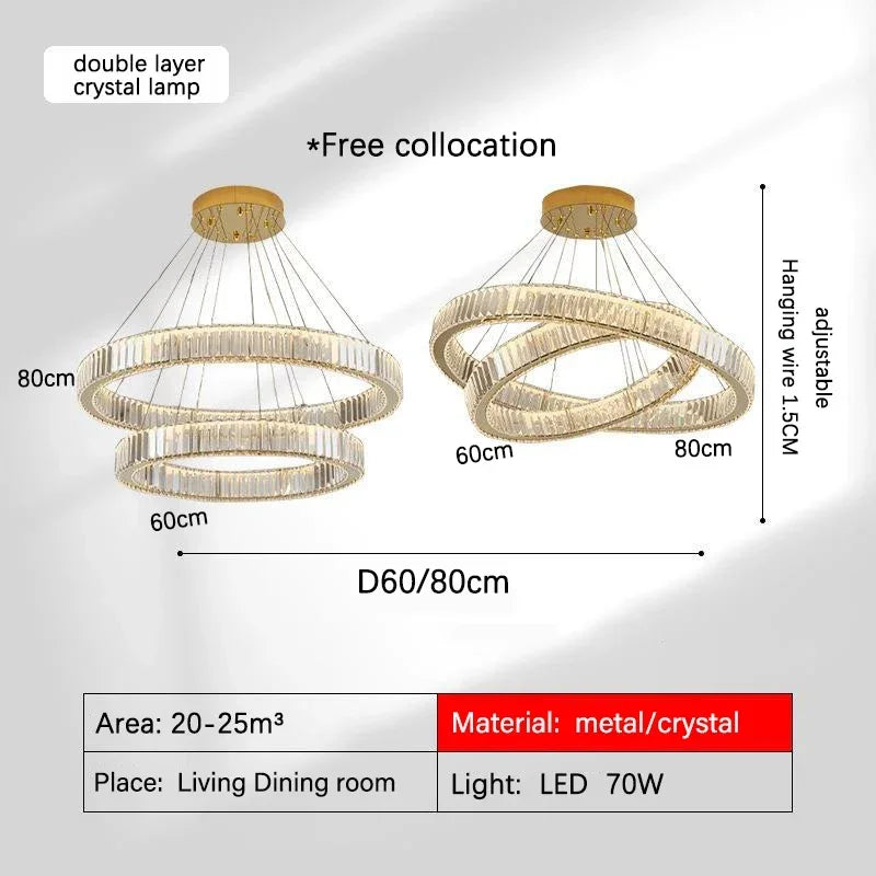 Gold Crystal Halo Chandelier