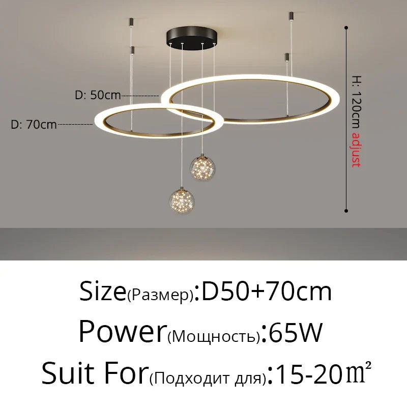 DecorBites™ Circle Ring Pendant Light Chandelier Modern Living Room Bedroom Lamps Ceiling Luminaire