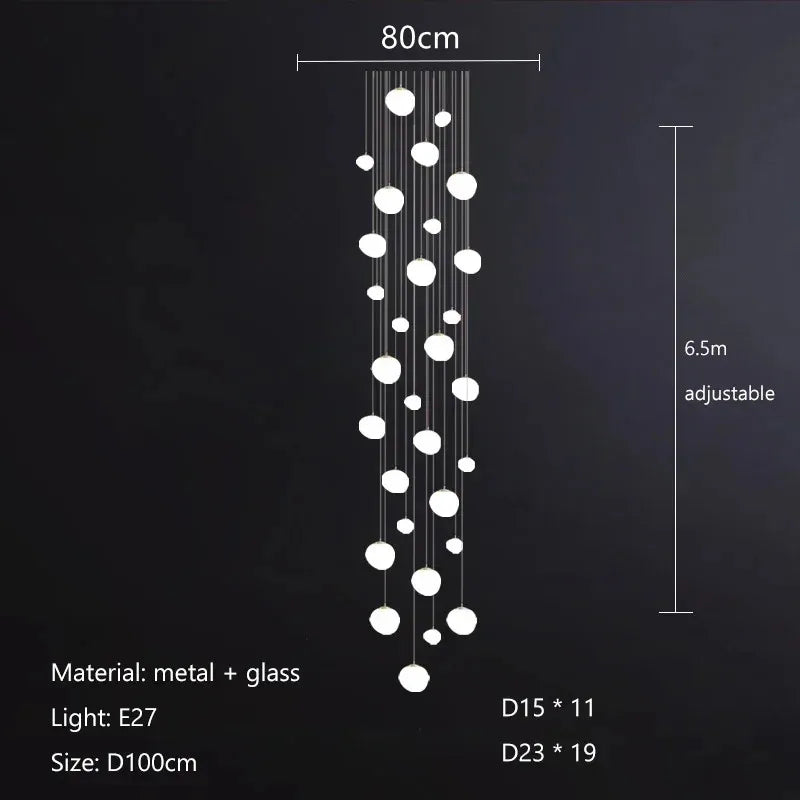 DecorBites™ Glass Ball LED Pendant Lights for Home Decor, Living/Dining Room, Bar, & Stairs