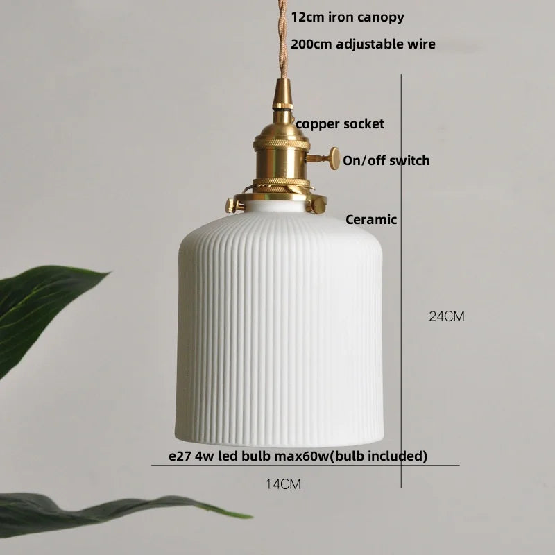 DecorBites™ Brown Wood Ceramic Tassel LED Pendant Lights for Modern Interior Lighting