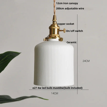 DecorBites™ Brown Wood Ceramic Tassel LED Pendant Lights for Modern Interior Lighting