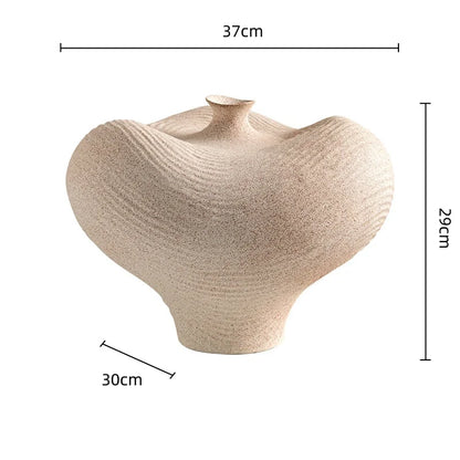 DecorBites™ Geometric Abstract Ceramic Flower Vase Bottle - Handcrafted Home Decor Pottery