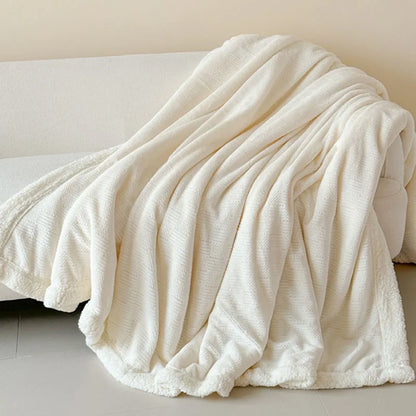 DecorBites™ Cozy Lamb Wool Blanket: Soft Warm Shawl for Office & Sofa, Striped & Solid Colors
