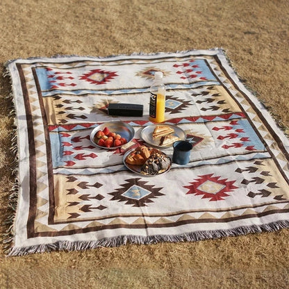 DecorBites™ Geometric Cotton Knitted Sofa Blanket & Tapestry