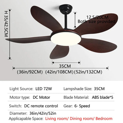 DecorBites™ Black DC Ceiling Fan Light Strong Wind Indoor Electric Fan 2023