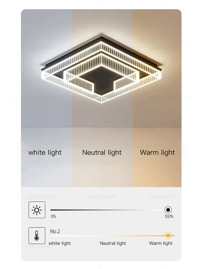 DecorBites™ LED Black Chandelier Acrylic Ceiling Lamp: Modern Luxur Lighting for Home & Office