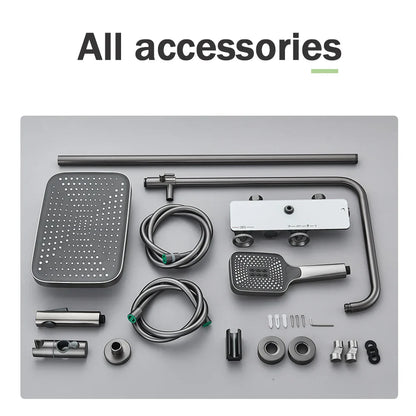 DecorBites™ Grey Thermostatic Digital Shower Faucet Set with Rainfall System