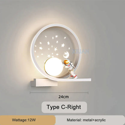 DecorBites™ Astronaut Wall Lamp: Gold White Black Bedroom Decor Resin Wall Mount Light