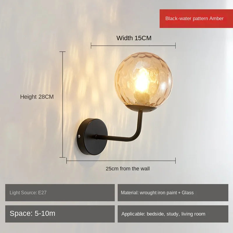 DecorBites™ Glass Ball LED Wall Lamp: Gold Nordic Minimalist Sconces Lighting Bedroom Decor Fixtures