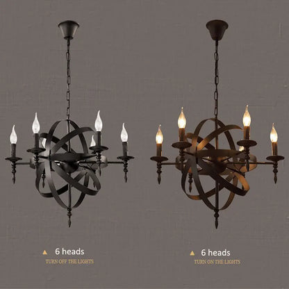 DecorBites™ Industrial Iron Chandelier | Retro Globe Pendant Lighting for Living Room & Kitchen