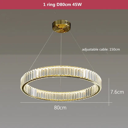 DecorBites™ Crystal LED Chandelier: Modern Steel Pendant Lighting for Luxurious Foyer Decor