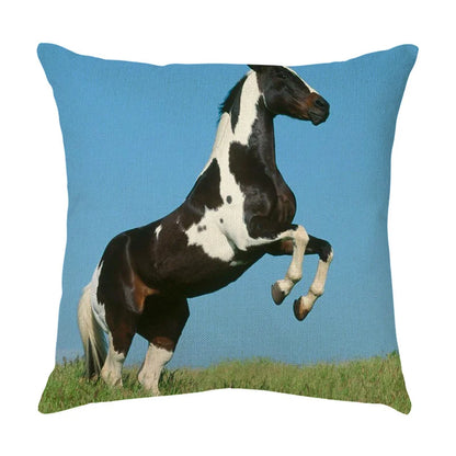 DecorBites™ Galloping Horse Pillowcase: Wild Horse Print Linen Cushion Cover for Home Decoration