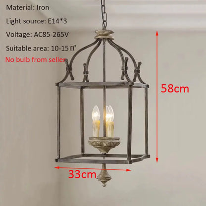 DecorBites™ Creative American Iron E14 Chandelier Light for Porch Kitchen Bedroom Personality Lighting