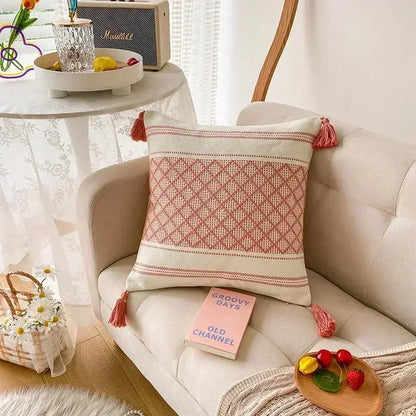 DecorBites™ Geometric Tufted Tassel Cushion Cover 30x50cm/45x45cm