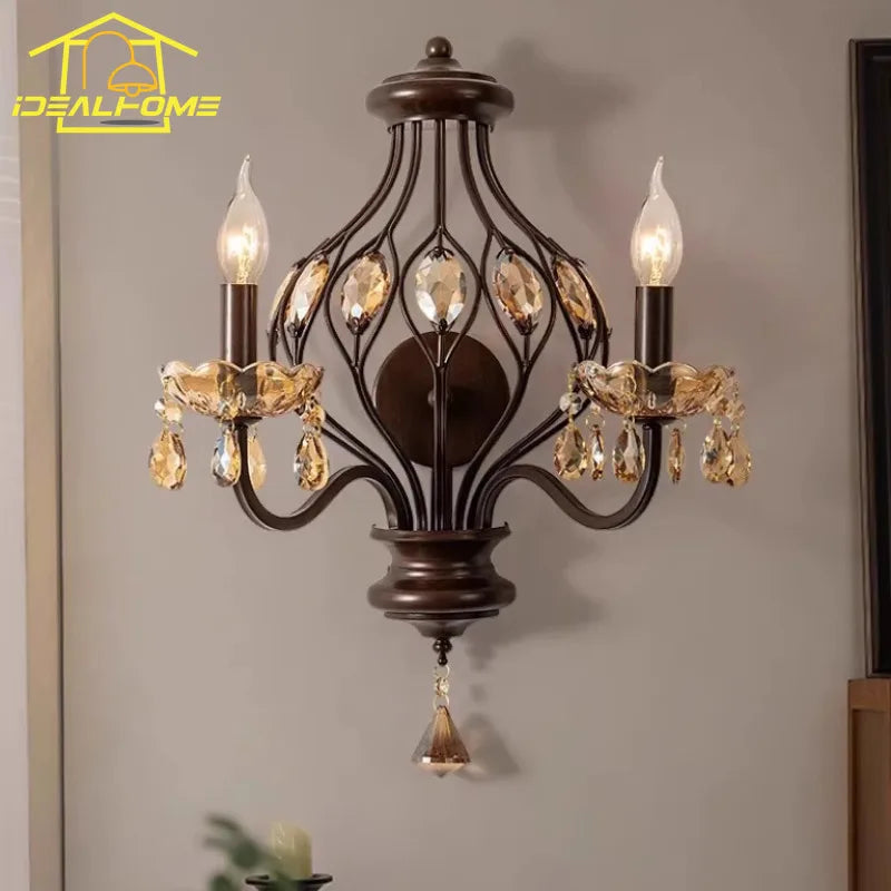 DecorBites™ Crystal Candle Wall Lamp LED E14 Iron Art Living Room Bedroom Bar
