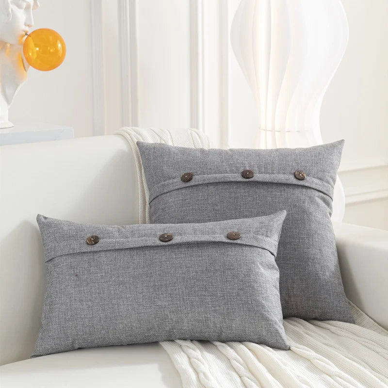 Linen Button Cushion Cover