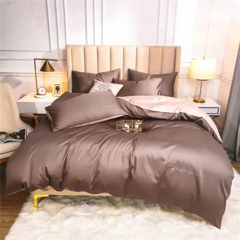 DecorBites™ Egyptian Cotton Bedding Set with Sheet Pillowcase Blanket Cover - Queen King Size