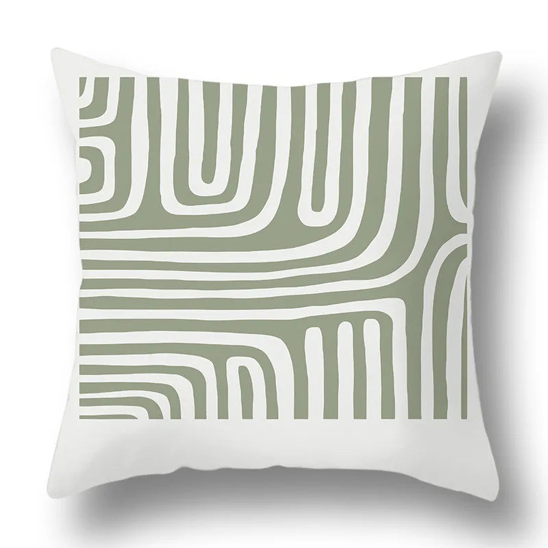DecorBites™ Green Plants Geometric Print Pillow Cover - Home Sofa Cushion Cover