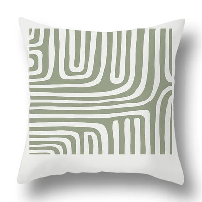 DecorBites™ Green Plants Geometric Print Pillow Cover - Home Sofa Cushion Cover