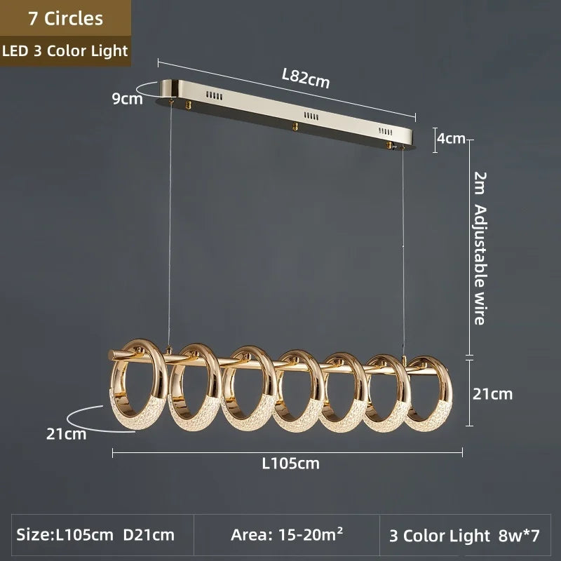 DecorBites™ Gold Acrylic LED Pendant Lights for Dining Room Kitchen Bar Chandelier
