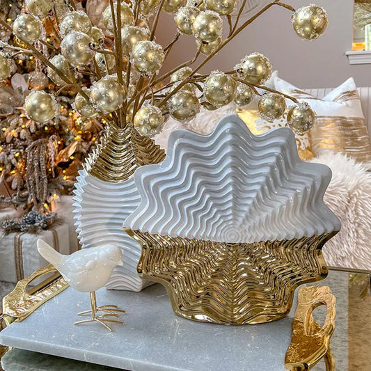 DecorBites™ Fringe Geometry Ceramic Vase Wedding Home Decor Bouquet Flower Pot