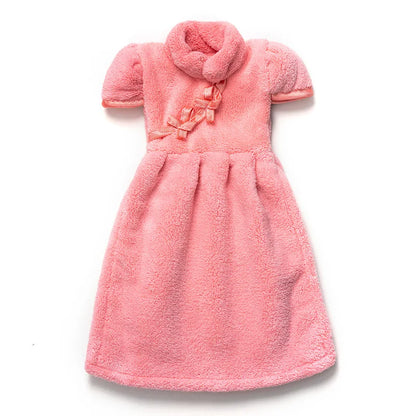 DecorBites™ Coral Fleece Cheongsam Hand Towel: Soft, Absorbent, Quick-Drying For Household & Wall Mount