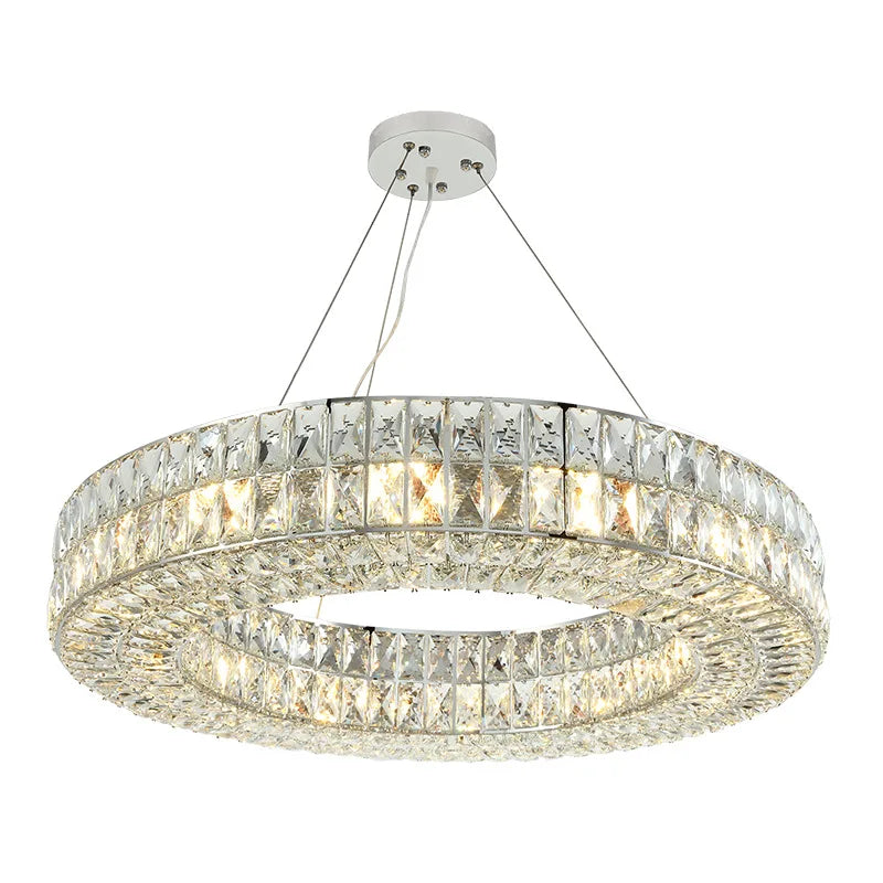 Gold Crystal Ring Chandelier Long L110cm