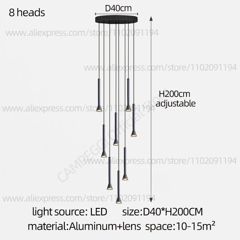 DecorBites™ Horn-Shaped Nordic Pendant Lamp for Modern Living Room and Staircase