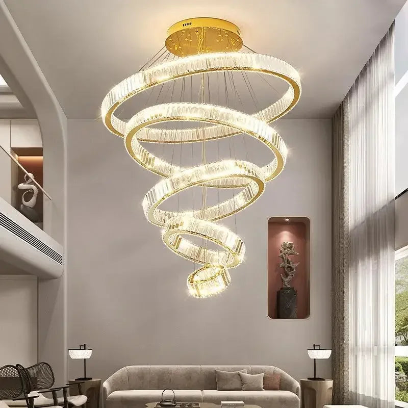 Gold Crystal Halo Chandelier