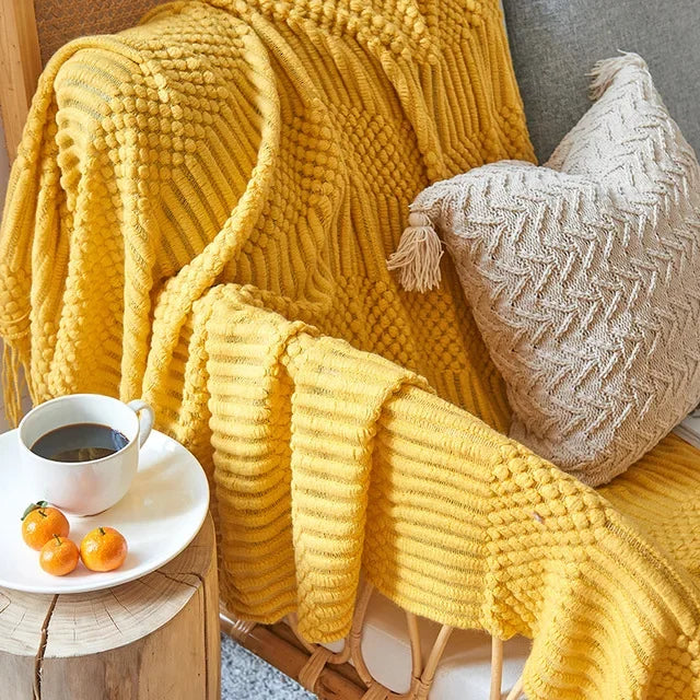 Pineapple Knit Throw Blanket