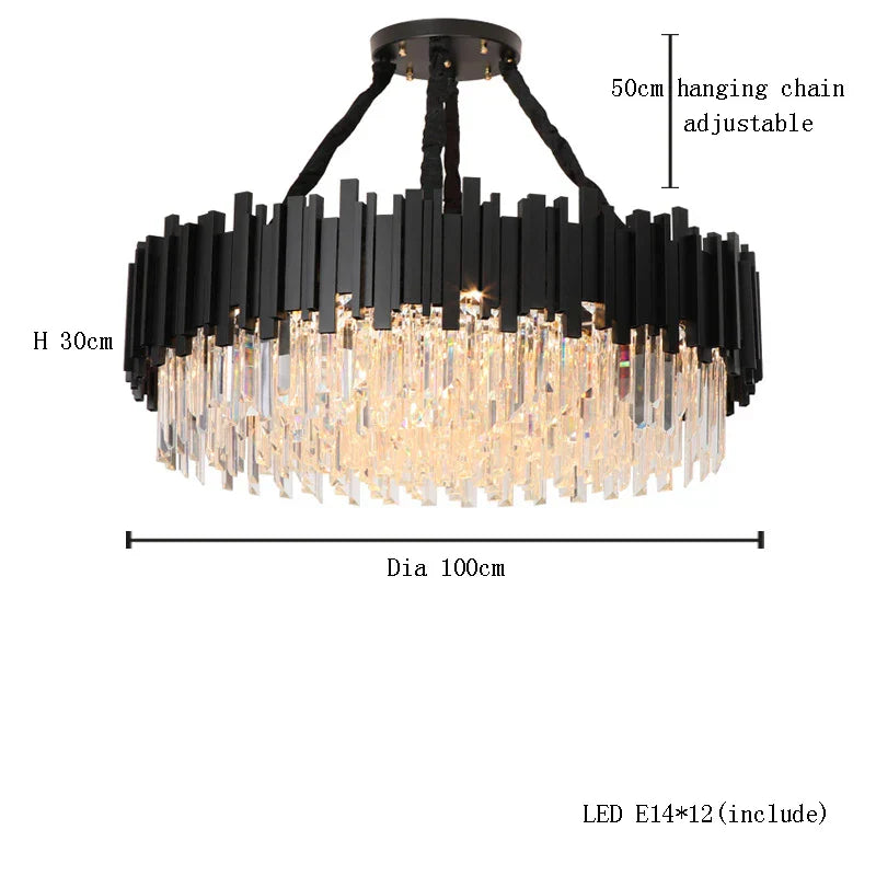 Gold Crystal Ceiling Chandelier 2-Layer Dia150cm
