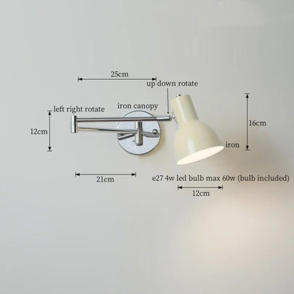 DecorBites™ Cream LED Swing Arm Wall Lamp for Living Room Bedroom Mirror Stair Light