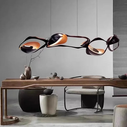 Modern Crystal Linear Pendant Light in Painted Iron