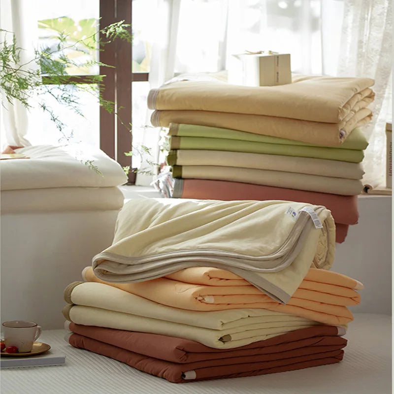 DecorBites™ Cotton Summer Comforter: Cooling, Breathable Thin Blanket for Hot Sleepers