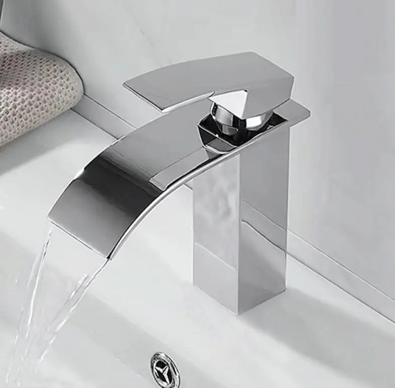 DecorBites™ Gold Bathroom Faucet: Brass Rose Gold Basin Waterfall Mixer Tap