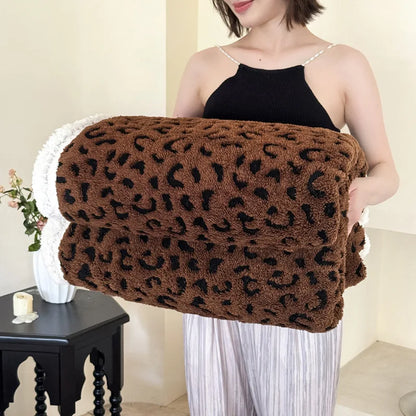 DecorBites™ Leopard Print Double Layered Wool Blanket-Irresistibly Soft & Warm
