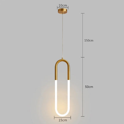 DecorBites™ Gold Ring Pendant Lights Warm White LED U Shape Hanging Lamp