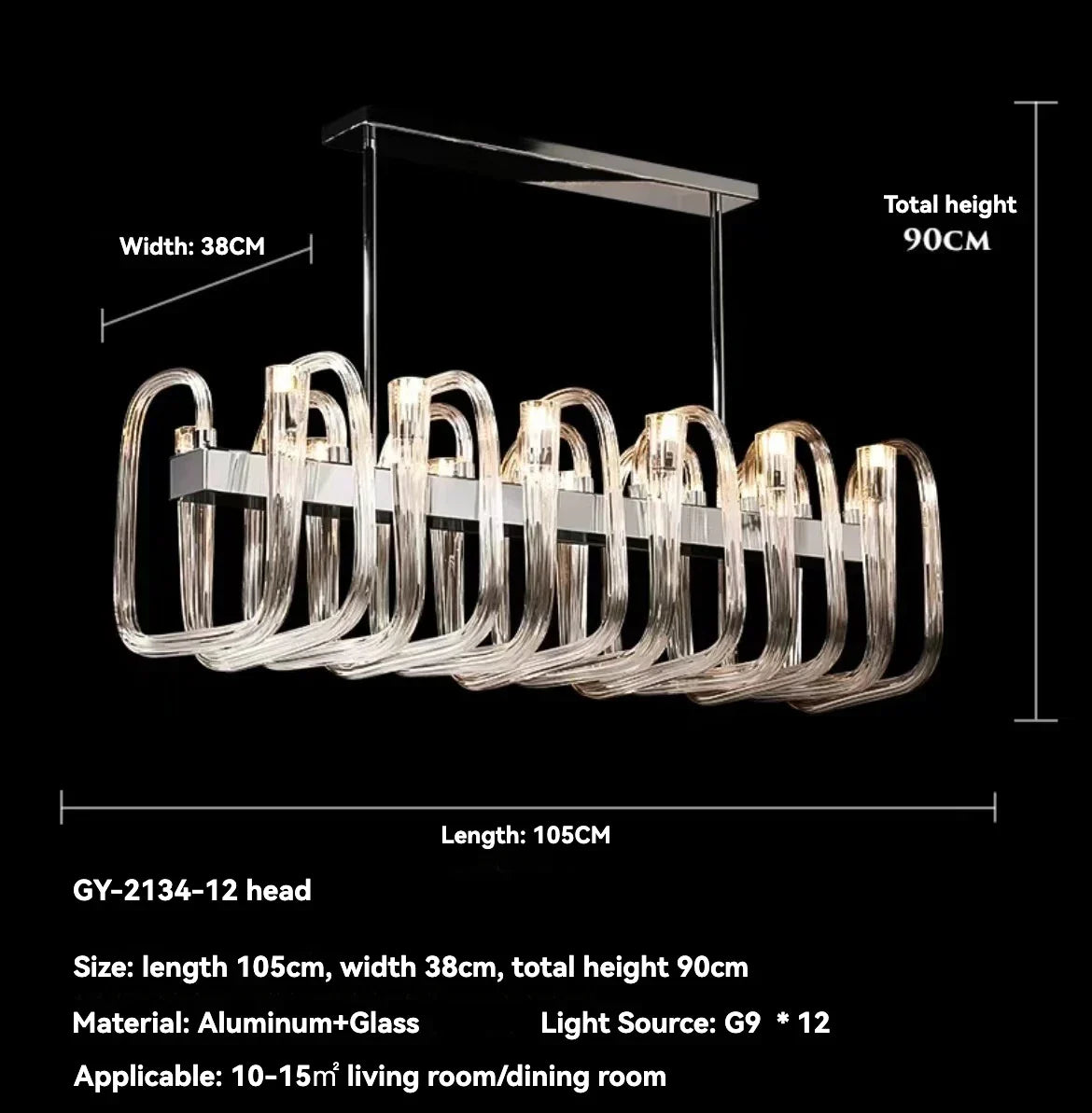 DecorBites™ Glass Chandelier LED Hanging Light for Living Room Bedroom Dining Room - 2024 Collection.