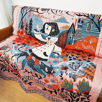 DecorBites™ Gothic Thread Double-sided Tapestry Blanket - Versatile Homestay and Outdoor Decoration