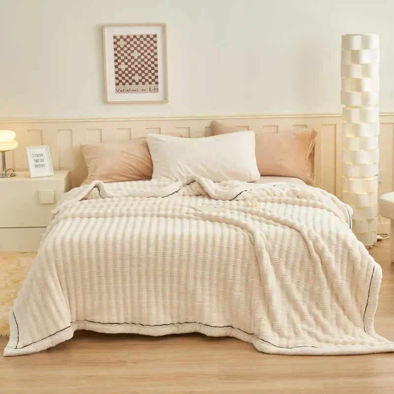 DecorBites™ Fluffy Rabbit Plush Warm Blanket for Bed, Soft & Cozy Autumn Winter Comfort