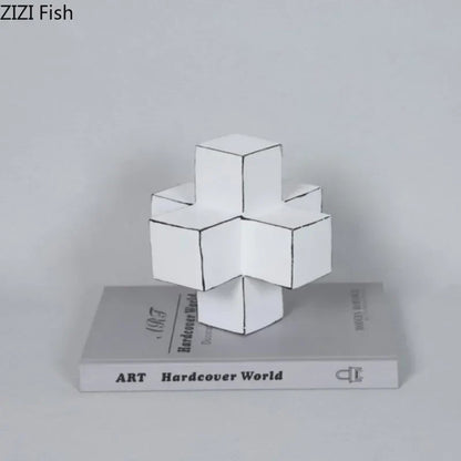 DecorBites™ Cube Block Sculpture Resin Desk Decoration Modern Artwork Ornament