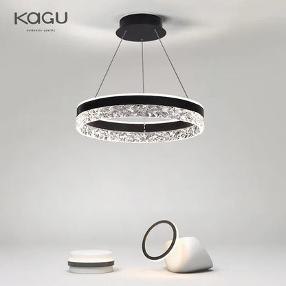 DecorBites™ Crystal Rings LED Chandelier Black&White Frame