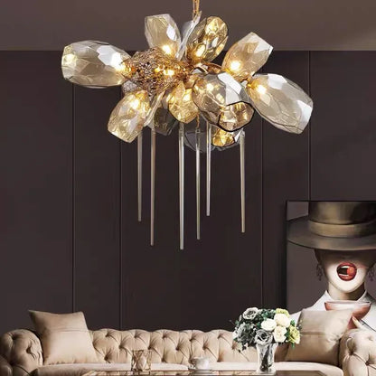 DecorBites™ Crystal Duplex Chandelier - Modern Designer Lighting for Living Room