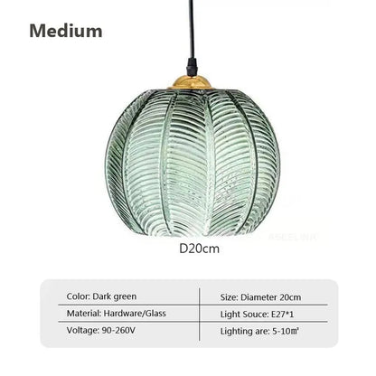 DecorBites™ Glass Pendant Light Green Leaf Pattern