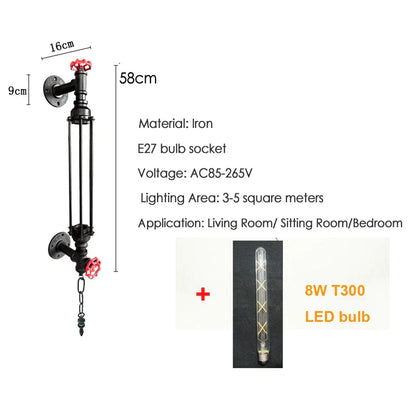 DecorBites™ Industrial Pipe LED Wall Sconce for Bedside Bedroom Aisle Cafe Restaurant